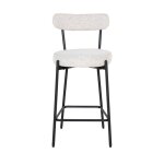 Tabouret de bar en tissu bouclette et m�tal h65cm - �cru