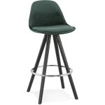 Tabouret de bar tissu vert h. assise 65 cm rembourr