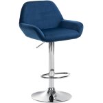 Tabouret de bar velours ajustable pivotant velours bleu