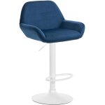 Tabouret de bar velours ajustable pivotant velours bleu
