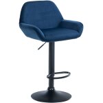Tabouret de bar velours ajustable pivotant velours bleu