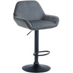 Tabouret de bar velours ajustable pivotant velours gris fonc�