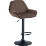 Tabouret de bar velours ajustable pivotant velours marron