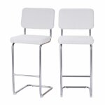 Tabouret de bar en velours ctel blanc pitement chrom