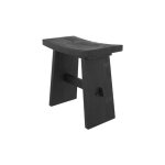 Tabouret en bois de teck recycl peint en noir