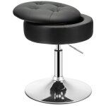 Tabouret de coiffeuse noir avec rangement hauteur 51 - 66 cm Tabouret de coiffeuse noir avec rangement hauteur 51 - 66 cm