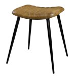Tabouret en cuir camel matelass