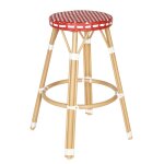 Tabouret haut de jardin en aluminium et rotin synthtique blanc, rouge