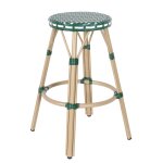 Tabouret haut de jardin en aluminium et rotin synthtique blanc, vert