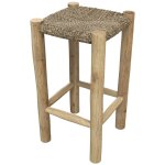 Tabouret pour îlot central 65 cm en jonc de mer et teck Tabouret pour îlot central 65 cm en jonc de mer et teck