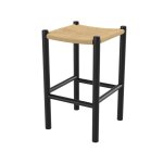 Tabouret pour ilot central 65 cm en teck noir et rotin Tabouret pour ilot central 65 cm en teck noir et rotin