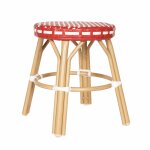 Tabouret de jardin en aluminium et rotin synth�tique blanc et rouge
