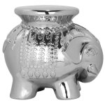 Tabouret de jardin en ceramique argent Tabouret de jardin en ceramique argent
