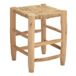 Tabouret marocain bois de laurier - osier / bois - 40 cm
