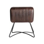 Tabouret en peau marron 40x32x50 cm