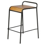 Tabouret plan de travail chêne et métal brossé skhol Tabouret plan de travail chêne et métal brossé skhol