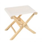 Tabouret pliant en branches de teck pieds croiss assise tissu