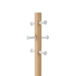 Tabouret portemanteau 6 crochets bois et blanc 165cm