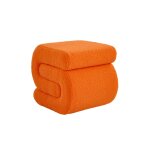 Tabouret / pouf design revtement bouclette orange 1 place