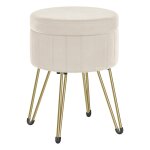 Tabouret rangement 39 x 44, 4 cm (diam�tre x h) blanc cr�me