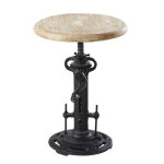 Tabouret rglable en bois de manguier et mtal noir