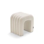 Tabouret rembourr en tissu bouclette - blanc