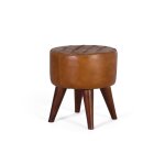 Tabouret rond recouvert de cuir bovin Tabouret rond recouvert de cuir bovin