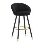 Tabouret rond en tissu noir avec dossier 55x56x104 cm