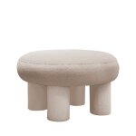 Tabouret rond xl en tissu bouclette �60cm - cr�me