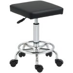 Tabouret  roulettes carr hauteur rglable 50 - 66 cm mtal noir