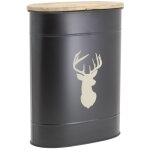 Tabouret et seau à pellets en métal métal noir cerf Tabouret et seau à pellets en métal métal noir cerf