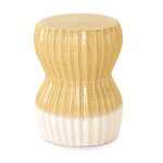 Tabouret de table en cramique jaune et blanc