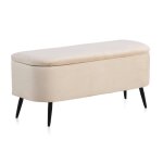 Tabouret tapiss en tissu velours beige avec pieds en mtal