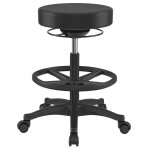 Tabouret de travail avec repose - pieds tissu polyester noir