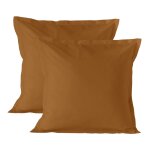 Taie d'oreiller 100% coton terre cuite 60x60 cm (x2)