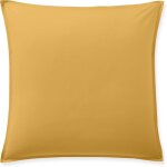 Taie d'oreiller percale de coton jaune moutarde 65x65 cm
