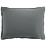 Taie d'oreiller rectangle satin de coton gris fonc 50x70 cm