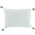 Taie d'oreiller rectangulaire coton et lin imprim vert 50 x 70 cm