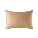 Taie d'oreiller unie en satin de coton beige 50x70