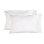 Taie d'oreiller (x2) satin lavé de coton bio blanc 50x70 Taie d'oreiller (x2) satin lavé de coton bio blanc 50x70