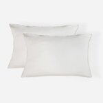 Taie d'oreiller (x2) satin lavé de coton bio grège 50x70 Taie d'oreiller (x2) satin lavé de coton bio grège 50x70