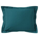 Taie volant en coton bleu canard 50x70cm Taie volant en coton bleu canard 50x70cm