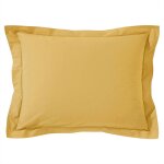 Taie volant en coton jaune ocre 50x70cm