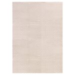 Tapis 70's laineux � motif en relief beige 160x230cm