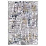 Tapis abstrait moderne 80x150cm saphir et or - elle decoration