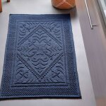 Tapis de bain en coton bleu marine 50x80cm Tapis de bain en coton bleu marine 50x80cm
