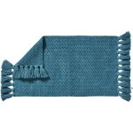 Tapis de bain déco uni à pompons coton chenille canard 50x80cm Tapis de bain déco uni à pompons coton chenille canard 50x80cm