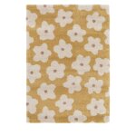 Tapis contemporain floral - 120x170cm jaune moutarde polypropylne