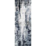 Tapis de couloir abstrait moderne bleu / blanc / gris 80x220