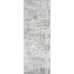 Tapis de couloir abstrait moderne gris / ivoire 80x220
